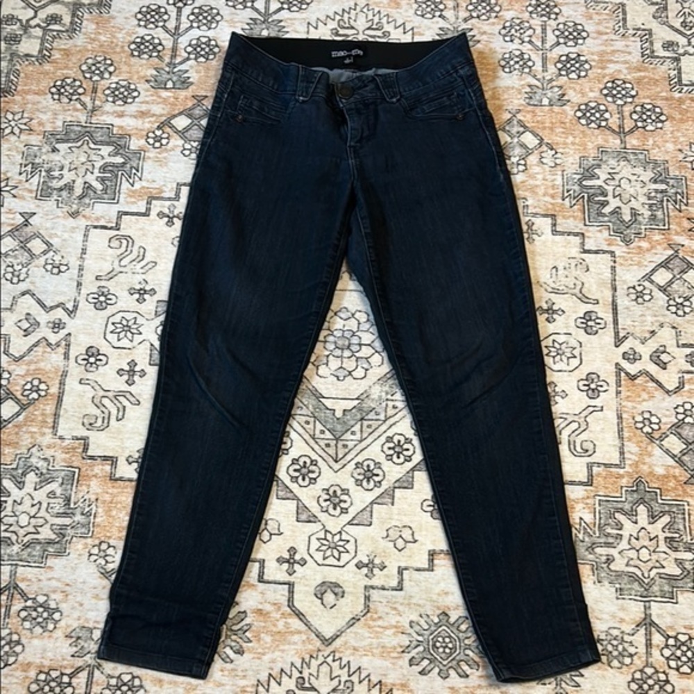 MAC AND ME 2 lightweight dark wash skinny jeans with comfort band